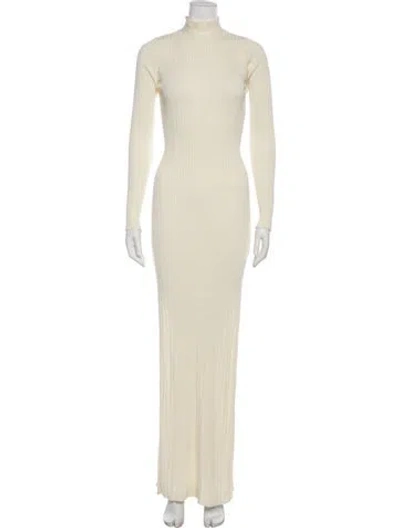 Pre-owned Aya Muse Turtleneck Long Dress In Neutral
