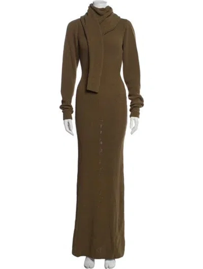 Pre-owned Aya Muse Turtleneck Long Dress W/ Tags In Green