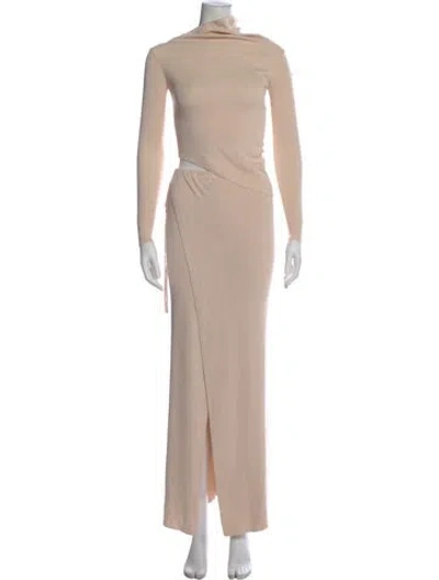 Pre-owned Aya Muse Turtleneck Long Dress W/ Tags In Neutral