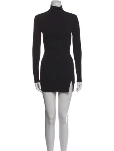 Pre-owned Aya Muse Turtleneck Mini Dress In Black