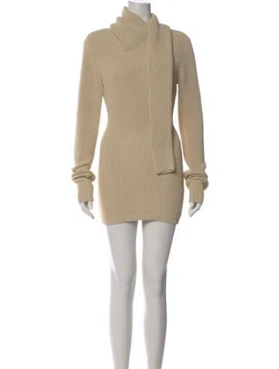 Pre-owned Aya Muse Turtleneck Mini Dress W/ Tags In Neutral