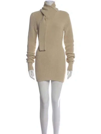 Pre-owned Aya Muse Turtleneck Mini Dress W/ Tags In Neutral