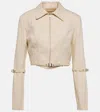 Aya Muse Tuxis Cropped Denim Jacket In White