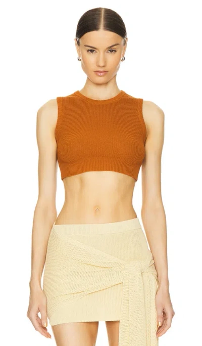 Aya Muse Women's Uron Knit Cropped Top In Almond
