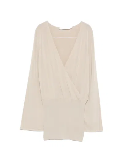 Aya Muse V-neck Flared Dress In Neutral