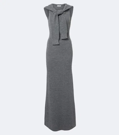 Aya Muse Vao Knitted Maxi Dress In Gray