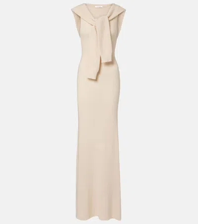 Aya Muse Vao Wool-blend Maxi Dress In Neutral