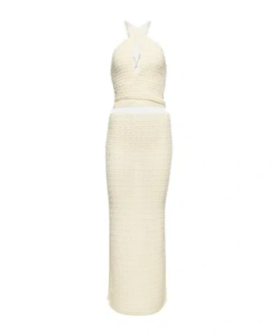Aya Muse Veluti Embellished Crochet Maxi Dress In Neutral
