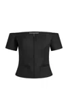 Aya Muse Vesta Off-the-shoulder Wool Top In Black