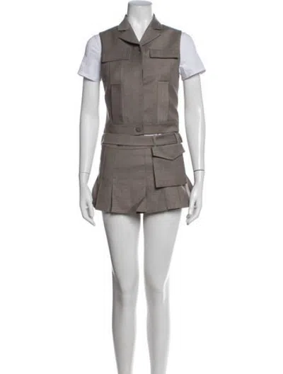 Pre-owned Aya Muse Virgin Wool Skirt Set W/ Tags In Grey
