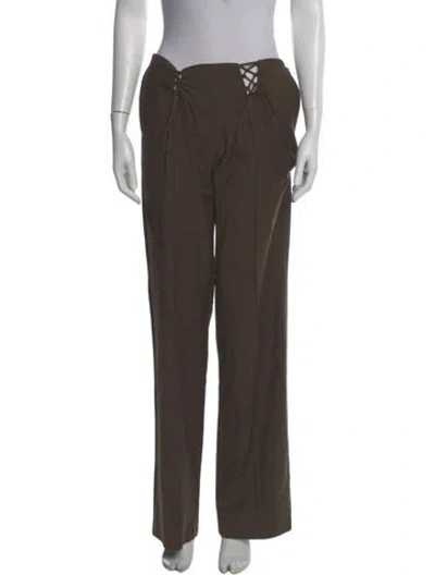 Pre-owned Aya Muse Virgin Wool Wide Leg Pants In Brown
