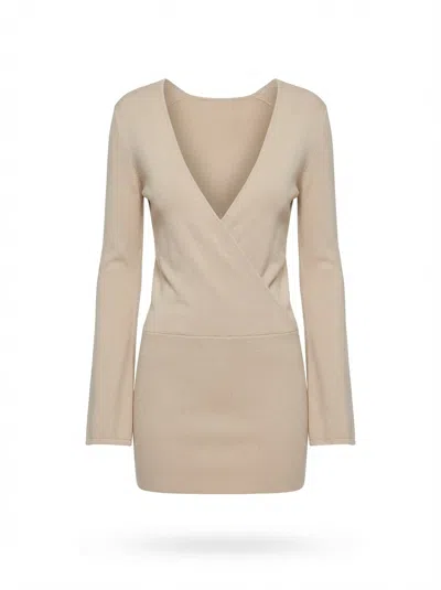 Aya Muse V-neck Flared Dress In Neutral