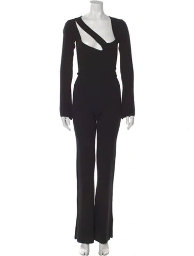 Pre-owned Aya Muse V-neck Jumpsuit In Black