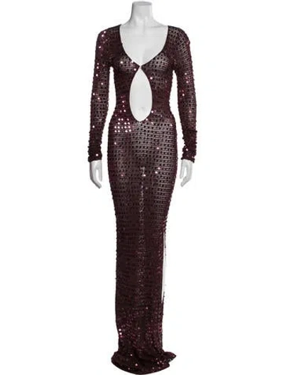 Pre-owned Aya Muse V-neck Long Dress In Multi