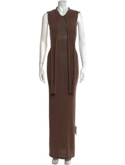 Pre-owned Aya Muse V-neck Long Dress W/ Tags In Brown