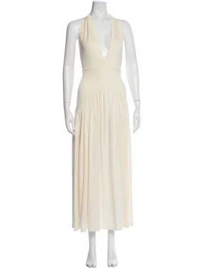 Pre-owned Aya Muse V-neck Long Dress W/ Tags In Neutral