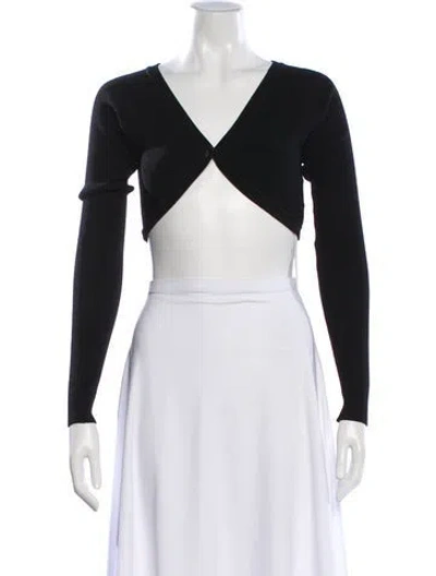 Pre-owned Aya Muse V-neck Long Sleeve Crop Top In Gray