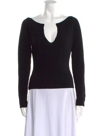 Pre-owned Aya Muse V-neck Long Sleeve Crop Top W/ Tags In Black
