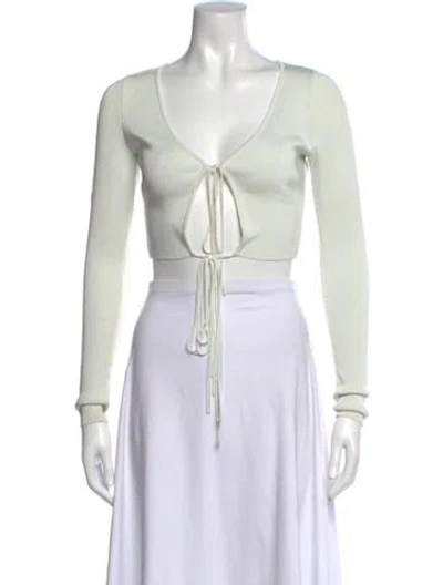 Pre-owned Aya Muse V-neck Long Sleeve Crop Top In White