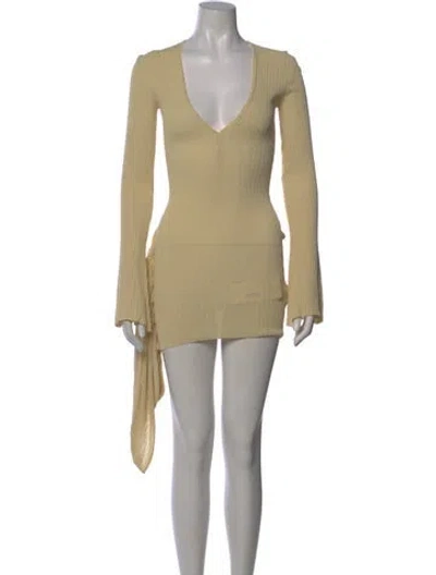 Pre-owned Aya Muse V-neck Mini Dress In Neutral