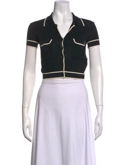 Pre-owned Aya Muse V-neck Short Sleeve Crop Top In Black