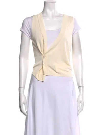 Pre-owned Aya Muse V-neck Short Sleeve Top In Neutrals