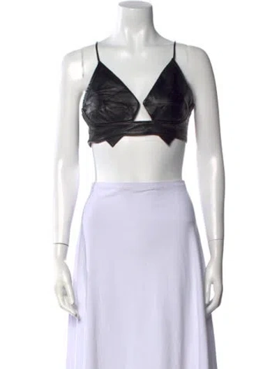 Pre-owned Aya Muse V-neck Sleeveless Crop Top In Black