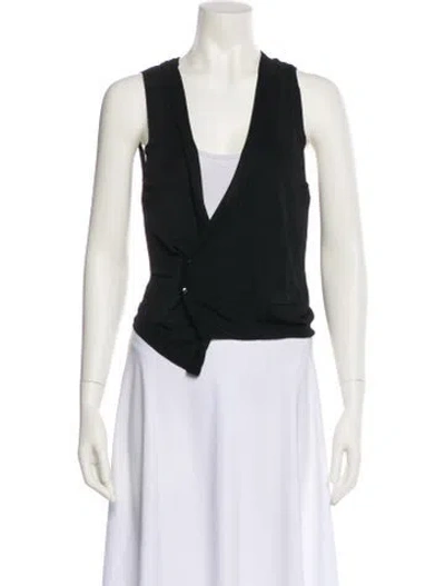 Pre-owned Aya Muse V-neck Sleeveless Crop Top In Black