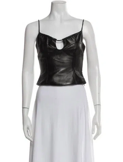 Pre-owned Aya Muse V-neck Sleeveless Crop Top In Black