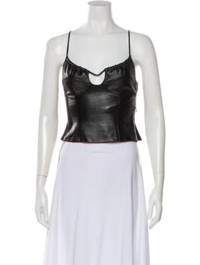 Pre-owned Aya Muse V-neck Sleeveless Crop Top In Black