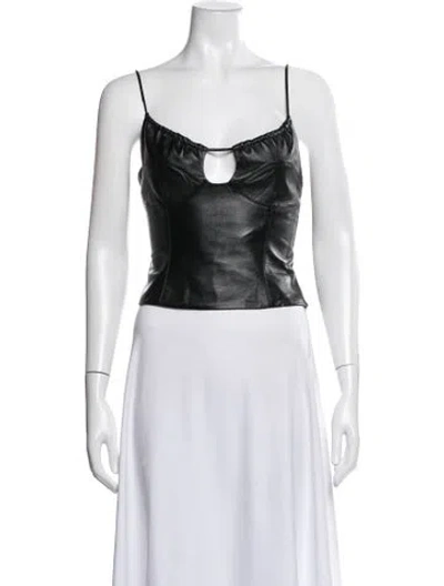 Pre-owned Aya Muse V-neck Sleeveless Crop Top In Black