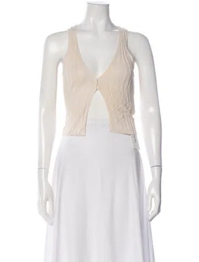 Pre-owned Aya Muse V-neck Sleeveless Crop Top In Neutral