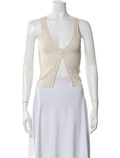 Pre-owned Aya Muse V-neck Sleeveless Crop Top In Neutral