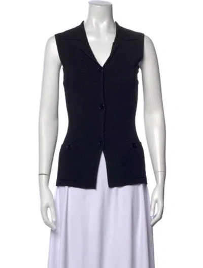 Pre-owned Aya Muse V-neck Sleeveless Top In Black