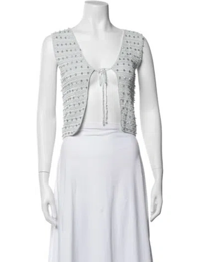 Pre-owned Aya Muse V-neck Sleeveless Top In White