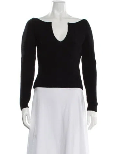 Pre-owned Aya Muse V-neck Sweater In Black