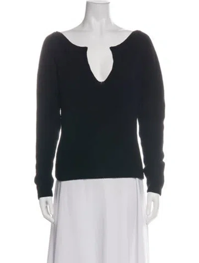 Pre-owned Aya Muse V-neck Sweater In Black