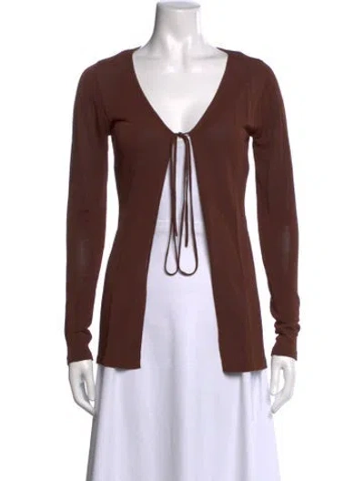 Pre-owned Aya Muse V-neck Sweater In Brown