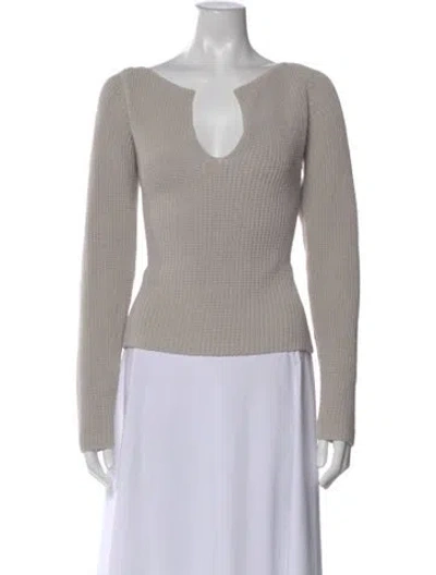 Pre-owned Aya Muse V-neck Sweater In Gray