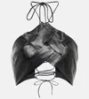 Aya Muse Vortico Faux Leather Crop Top In Black