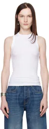 Aya Muse White Ribbed High Neck Tank Top In White