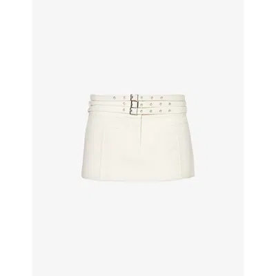 Aya Muse Womens Off White Apure Welt-pocket Wool-blend Mini Skirt