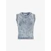 Aya Muse Beren Sleeveless Knit Cotton-blend Top In Denim