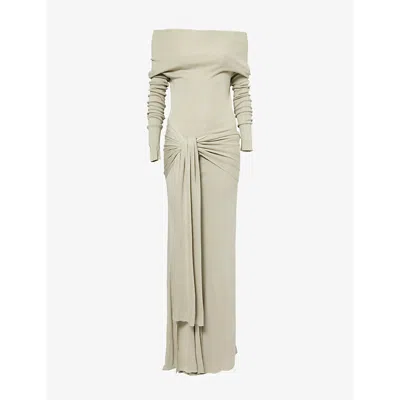 Aya Muse Womens  Kora Off-the-shoulder Silk-blend Maxi Dress In Pussywillow