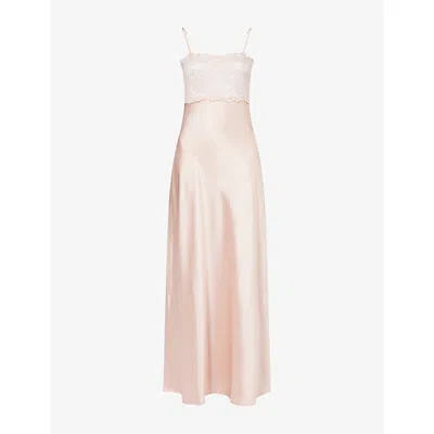Aya Muse Womens  Myra Lace-bodice Satin Maxi Dress In Rose Gold