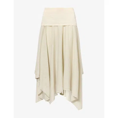Aya Muse Womens  Nira Asymmetric-hem Linen-blend Maxi Skirt In Sage Gray