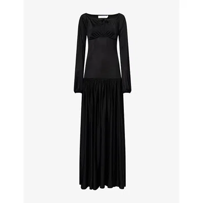 Aya Muse Womens  Rivo Drop-waist Jersey Maxi Dress In Black