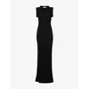 Aya Muse Obi Sleeveless Knit Linen-cotton Maxi Dress In Black