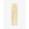 Aya Muse Womens Buttercream Drawstring Wide-leg Stretch-woven Trousers In Yellow