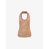 Aya Muse Womens Cinnamon Ruched Halterneck Wool, Cashmere And Silk Top In Brown